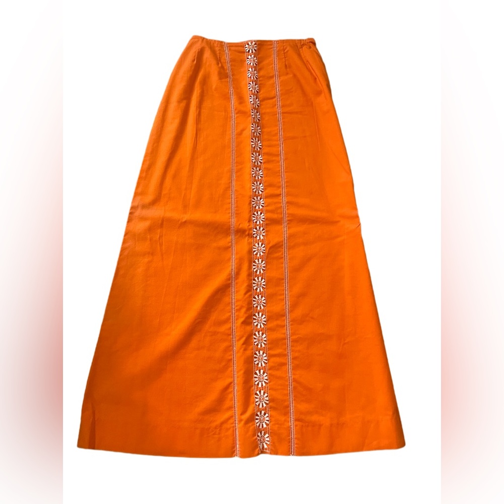 Vintage handmade full length orange skirt